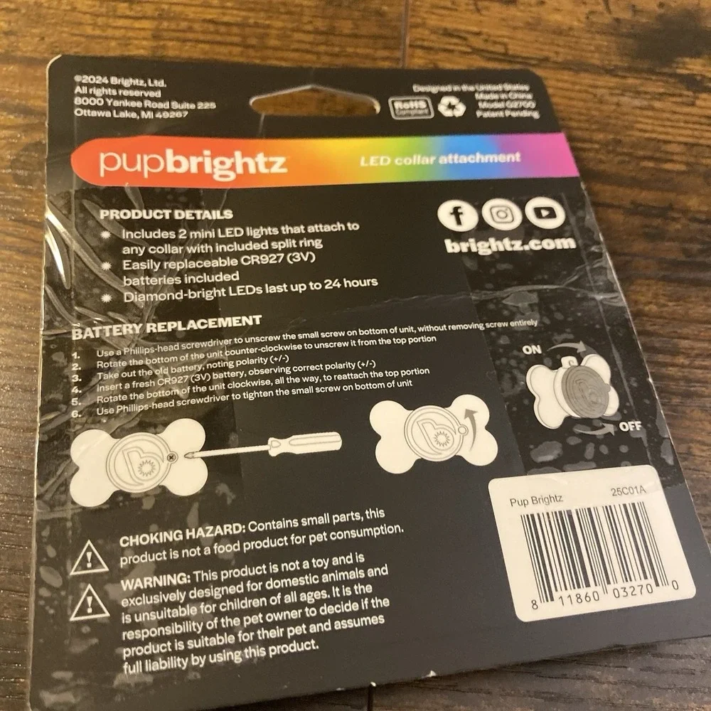 Brightz PupBrightz Dog Collar LED Light Charms 2 Pack Light Up Paw Print + Bone